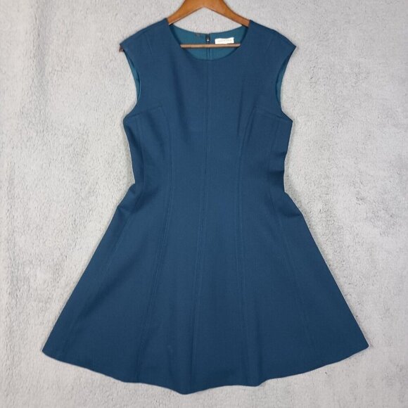 Rebecca Taylor Dresses & Skirts - Rebecca Taylor Dress Women's 10 Teal Caley Cap Sleeve Ponte Fit Flare Minimalist